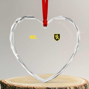 Vintage Belgium Heart Crystal Glass Ornament Belgian Football Pride Belgium Lion Crest Soccer Graphic TS10 Transparent Glass 3'' Heart Print Your Wear