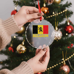 Vintage Belgium Soccer Flag with Lion Graphic Crystal Glass Ornament Belgian Football Pride Gift for Fans TS10 Print Your Wear