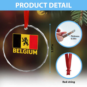 Vintage Belgium Soccer Flag with Lion Graphic Crystal Glass Ornament Belgian Football Pride Gift for Fans TS10 Print Your Wear