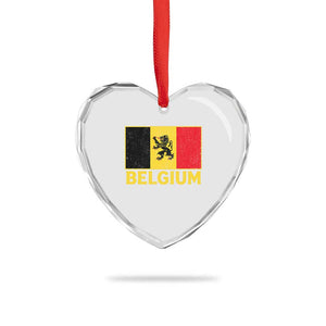 Vintage Belgium Soccer Flag with Lion Graphic Heart Crystal Glass Ornament Belgian Football Pride Gift for Fans TS10 Print Your Wear