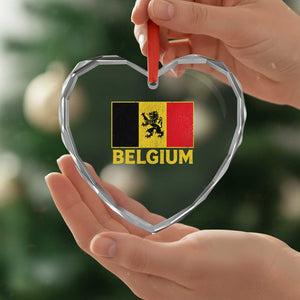 Vintage Belgium Soccer Flag with Lion Graphic Heart Crystal Glass Ornament Belgian Football Pride Gift for Fans TS10 Print Your Wear