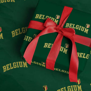 Vintage Belgium Varsity Style Distressed Graphic Wrapping Paper Roll Classic Collegiate Belgian Pride TS02 Green Print Your Wear