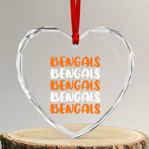Vintage Bengal Heart Crystal Glass Ornament Retro Novelty 90s Style TS10 Transparent Glass 3'' Heart Print Your Wear