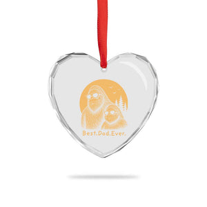 Vintage Best Dad Ever Bigfoot Papa Fathers Day Heart Crystal Glass Ornament
