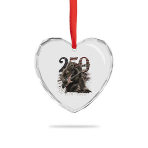 Vintage Bigfoot Playing Guitar 250 Years Heart Crystal Glass Ornament 1776 2026 Bigfoot Patriotic USA Flag Sasquatch TS10 Print Your Wear