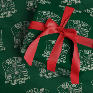 Vintage Biker Club Born To Ride Wrapping Paper Roll 100th Anniversary Mother Road TS12 Green Print Your Wear