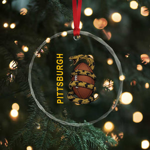 Vintage Black And Gold Rattlesnake Crystal Glass Ornament Pittsburgh Sports Fan