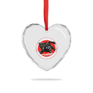 Vintage Black Cat Against Fascists Heart Crystal Glass Ornament TS10 Print Your Wear