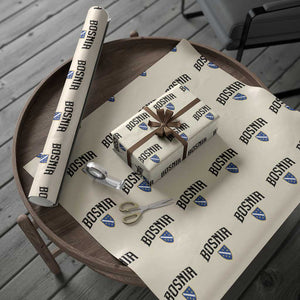 Vintage Bosnia Coat of Arms Minimalist Wrapping Paper Roll Golden Lily Heritage Shield Graphic