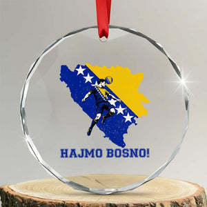 Vintage Bosnian Map Football Fan Crystal Glass Ornament Proud Balkan Heritage Gift