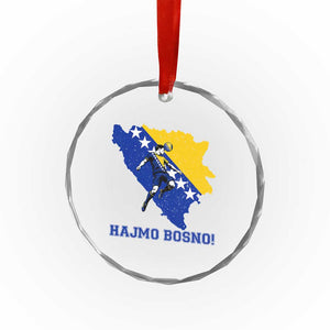 Vintage Bosnian Map Football Fan Crystal Glass Ornament Proud Balkan Heritage Gift