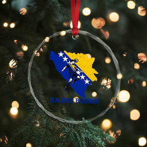 Vintage Bosnian Map Football Fan Crystal Glass Ornament Proud Balkan Heritage Gift