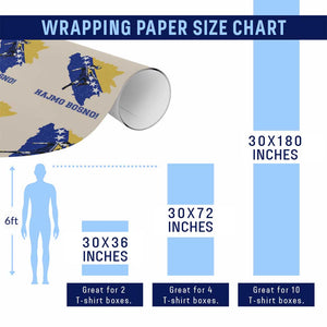 Vintage Bosnian Map Football Fan Wrapping Paper Roll Proud Balkan Heritage Gift