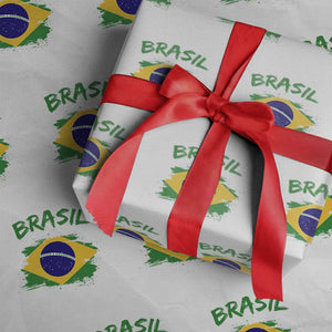 Vintage Brasil Flag Wrapping Paper Roll Brazilian Heritage Pride
