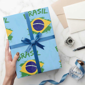 Vintage Brasil Flag Wrapping Paper Roll Brazilian Heritage Pride