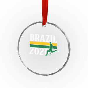 Vintage Brazil 2026 Soccer Player Crystal Glass Ornament Retro Brasil Futbol Football Fans Sports Lover