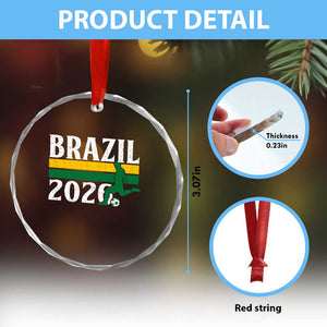 Vintage Brazil 2026 Soccer Player Crystal Glass Ornament Retro Brasil Futbol Football Fans Sports Lover