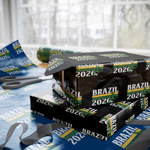 Vintage Brazil 2026 Soccer Player Wrapping Paper Roll Retro Brasil Futbol Football Fans Sports Lover
