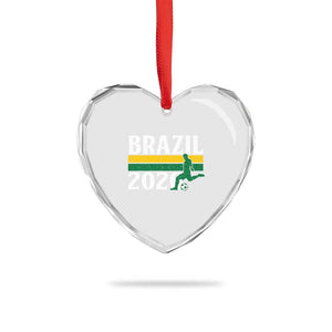 Vintage Brazil 2026 Soccer Player Heart Crystal Glass Ornament Retro Brasil Futbol Football Fans Sports Lover