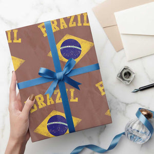 Vintage Brazil Flag Patriotic Brazilian Pride Wrapping Paper Roll TS11 Mocha Print Your Wear