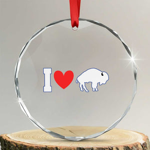 Vintage BF Crystal Glass Ornament American I Love Bison TS10 Transparent Glass 3'' Circle Print Your Wear