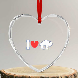 Vintage BF Heart Crystal Glass Ornament American I Love Bison TS10 Transparent Glass 3'' Heart Print Your Wear