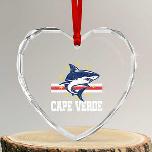 Vintage Cape Verde Shark Cabo Verdean Roots Heart Crystal Glass Ornament