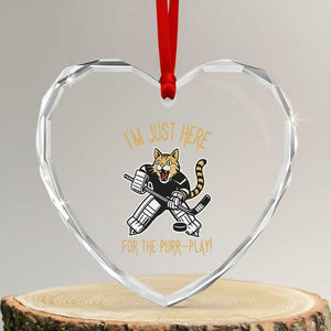 Vintage Cat Hockey Goalie Heart Crystal Glass Ornament Funny Im Just Here For The Purr Play Gift TS12 Transparent Glass 3'' Heart Print Your Wear