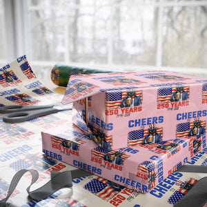 Vintage Cat Uncle Sam Wrapping Paper Roll Cheers To 250 Years TS12 Light Pink Print Your Wear