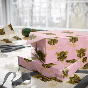 Vintage Catholic Saint Michael Protect Us Wrapping Paper Roll Religious Gift TS12 Light Pink Print Your Wear