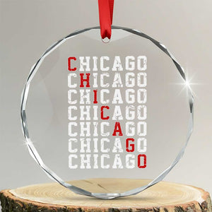 Vintage Chicago Crystal Glass Ornament Retro Distressed Classic Chicago TS10 Transparent Glass 3'' Circle Print Your Wear