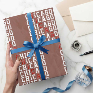 Vintage Chicago Wrapping Paper Roll Retro Distressed Classic Chicago TS10 Mocha Print Your Wear