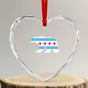 Vintage Chicago Flag Illinois State Bear Lover Heart Crystal Glass Ornament TS11 Transparent Glass 3'' Heart Print Your Wear