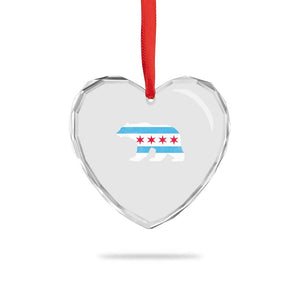 Vintage Chicago Flag Illinois State Bear Lover Heart Crystal Glass Ornament TS11 Print Your Wear