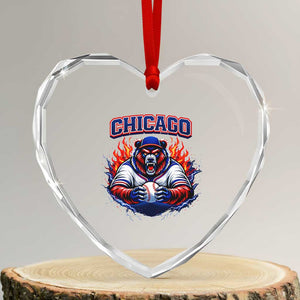 Vintage Chicago Heart Crystal Glass Ornament Retro Baseball Fans TS10 Transparent Glass 3'' Heart Print Your Wear