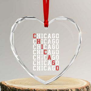 Vintage Chicago Heart Crystal Glass Ornament Retro Distressed Classic Chicago TS10 Transparent Glass 3'' Heart Print Your Wear