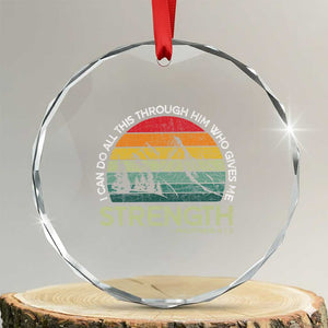 Vintage Christian Bible Crystal Glass Ornament Philippians 4:13 Motivational Quote Inspirational Bible Verses TS10 Transparent Glass 3'' Circle Print Your Wear