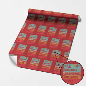 Vintage Christian Worship Wrapping Paper Roll Isaiah 42:16 Waymaker Promise Keeper Miracle Worker TS10 Red Print Your Wear