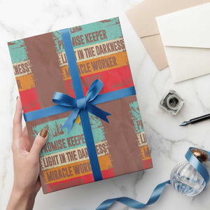 Vintage Christian Worship Wrapping Paper Roll Isaiah 42:16 Waymaker Promise Keeper Miracle Worker TS10 Mocha Print Your Wear