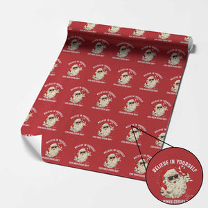 Vintage Christmas Santa Claus Face Wrapping Paper Roll Retro Believe In Yourself Funny Motivational TS10 Red Print Your Wear