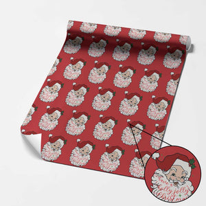 Vintage Christmas Santa Claus Face Xmas Funny Old Fashioned Wrapping Paper Roll TS02 Red Print Your Wear