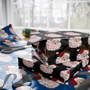 Vintage Christmas Santa Claus Face Xmas Funny Old Fashioned Wrapping Paper Roll TS02 Black Print Your Wear