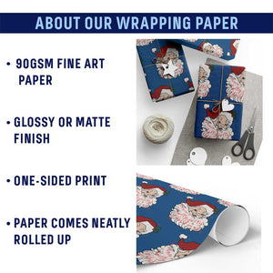 Vintage Christmas Santa Claus Face Xmas Funny Old Fashioned Wrapping Paper Roll TS02 Print Your Wear