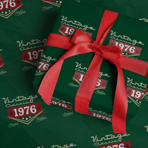 Vintage Classic 1976 Limited Edition Wrapping Paper Roll Luxury Retro Milestone Birthday