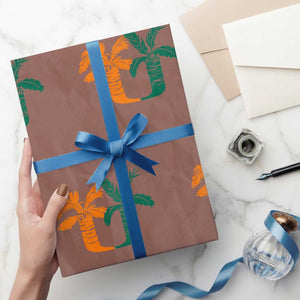 Vintage Classic 90s Miami Palm Trees UM Wrapping Paper Roll Tropical Game Day Football Fan TS02 Mocha Print Your Wear