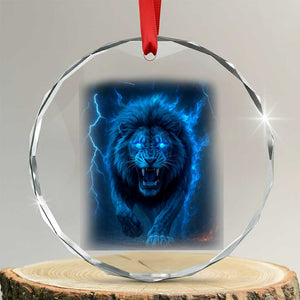 Vintage Classic Blue Lion Bootleg Graphic Crystal Glass Ornament TS10 Transparent Glass 3'' Circle Print Your Wear