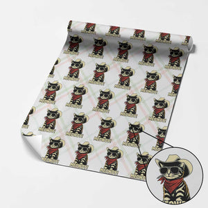 Vintage Cowboy Cat Wrapping Paper Roll Retro 90s Western Country Rodeo Meowdy Partner TS10 Christmas Plaid Print Your Wear