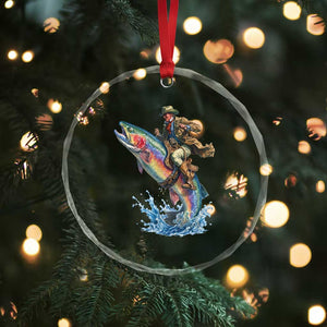 Vintage Cowboy Riding Rainbow Trout Crystal Glass Ornament Funny Fishing Western Rodeo TS14 Print Your Wear