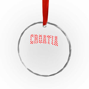 Vintage Croatia Crystal Glass Ornament Retro Varsity Hrvatska Flag Zagreb Croatian