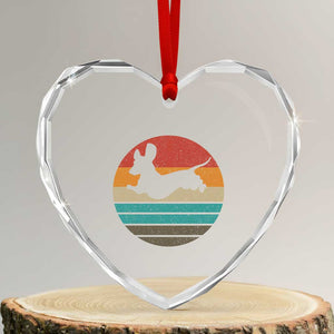 Vintage Dachshund Heart Crystal Glass Ornament 60s 70s Retro Grunge Weiner Dog Love TS10 Transparent Glass 3'' Heart Print Your Wear